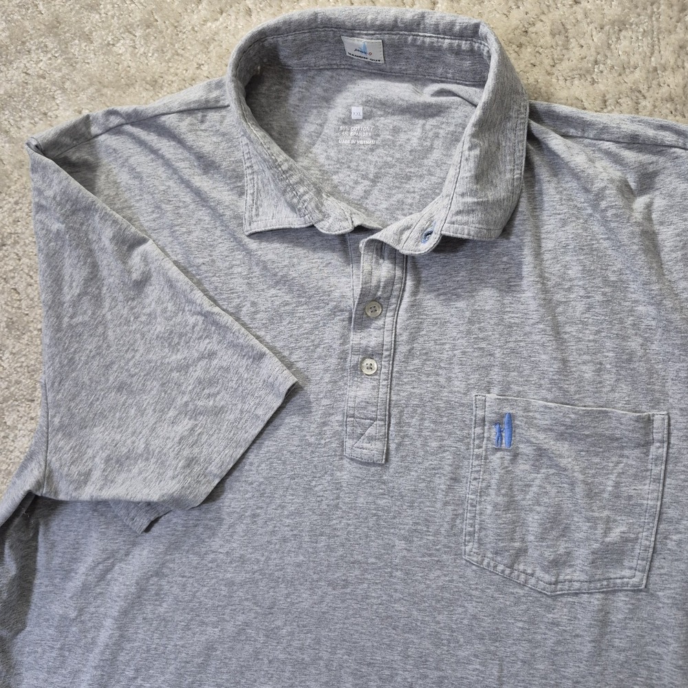 Johnnie O Polo Shirt Mens 2XL Gray Hanging Out Embroidered Logo Preppy Academia